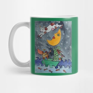 Hey diddle diddle the cat and the fiddle, the cow jumped over the moon Mug